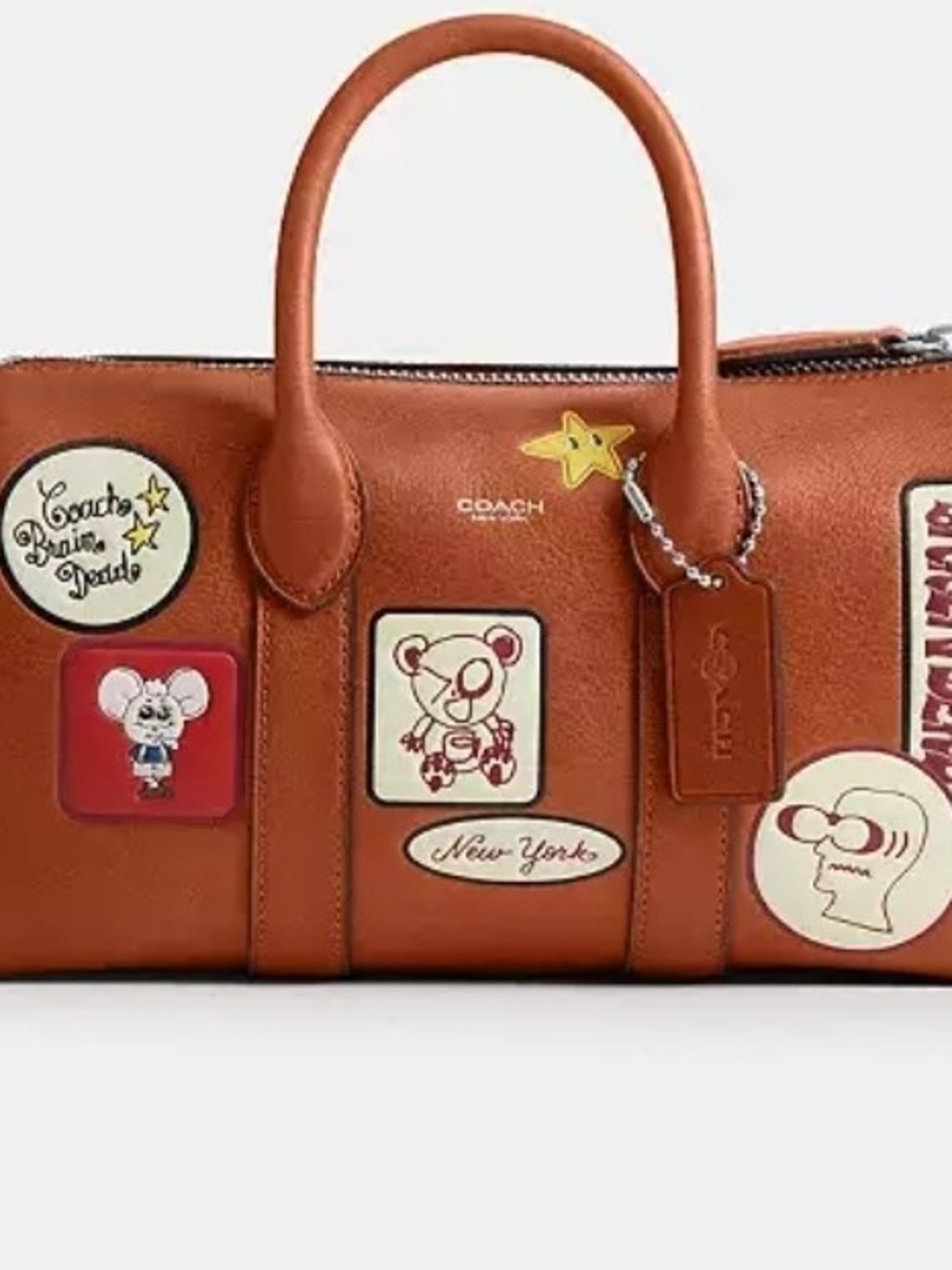 Coach x Brain Dead Brown Leather Satchel Bag with Patches NWT